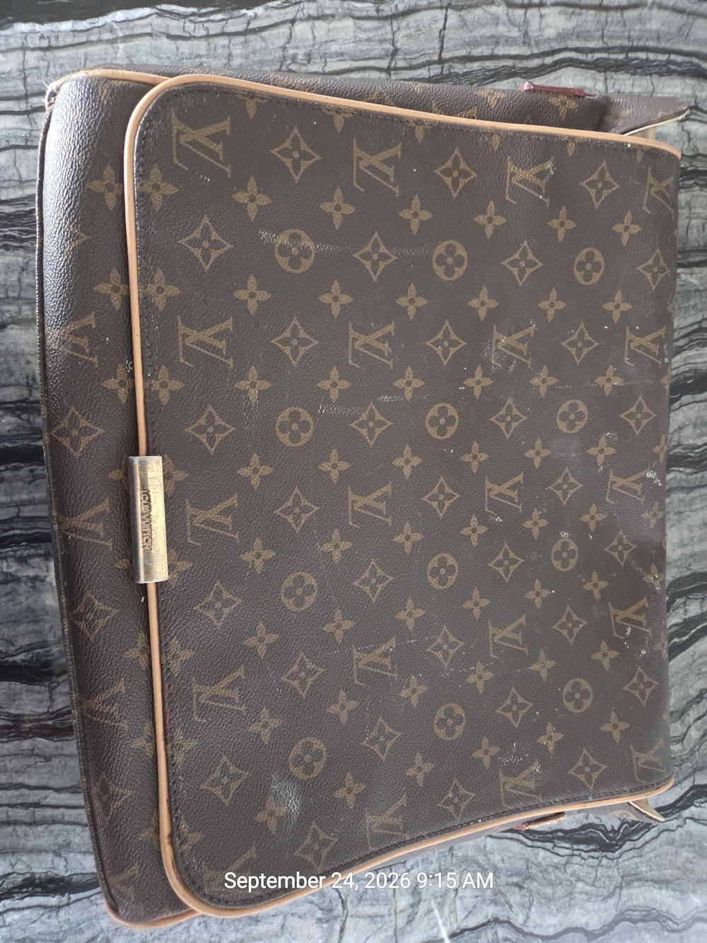 Louis Vuitton Abesses Messenger Brown Monogram Bag Missing Side Straps Blemishes